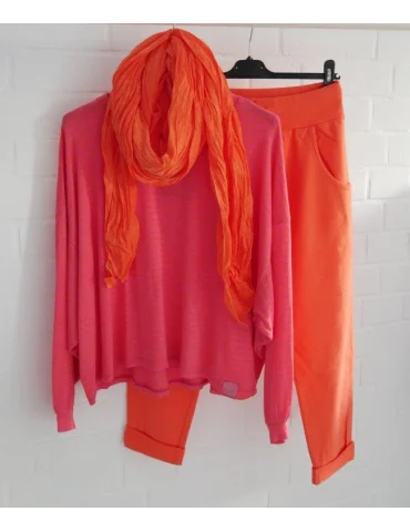 XXL Damen Schal Tuch orange verwaschen 100% Baumwolle Asymmetrisch S 7646