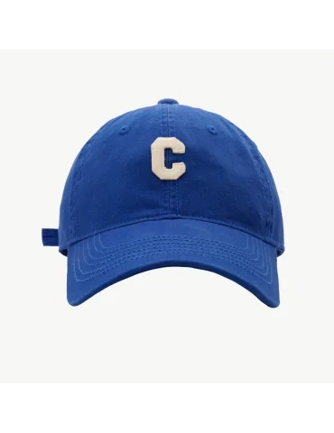 Giuno Damen Kappe Cap royalblau creme "C" Verstellbar Baumwolle