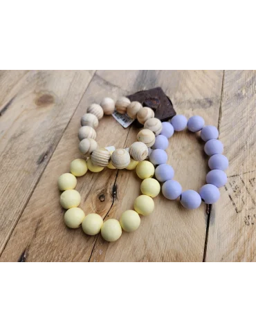Giuno Armband Holz Perlen mint Kunststoff elastisch ARU 368 78