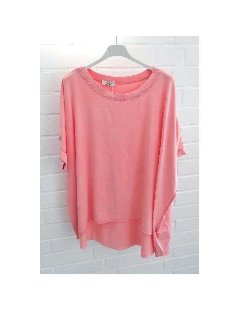 Korellefarbenes kurzarm Shirt mit Ärmelband Oversize geschnitten