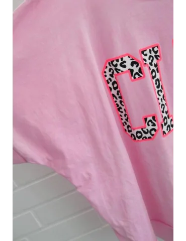 Oversize Shirt „CIAO“ in pink | Lässiger Leo-Print
