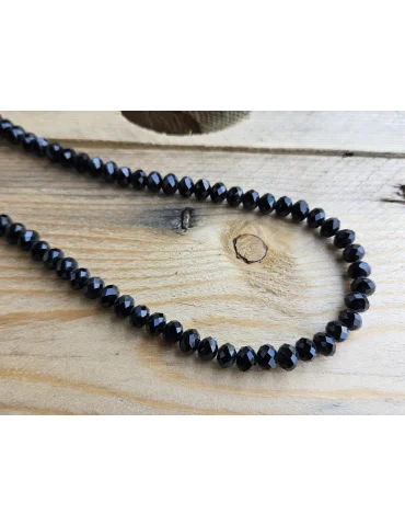 Schwarze kurze Damen Halskette mit aufgereihten Kristallperlen und Magnetverschluss