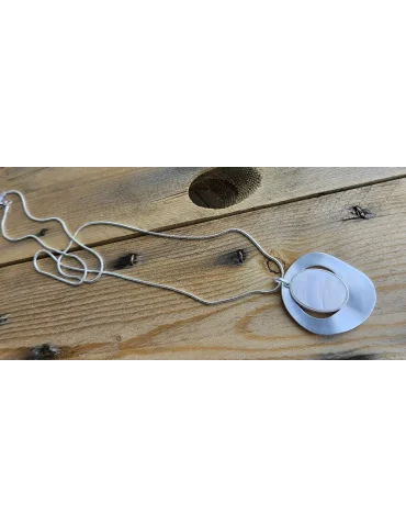 Damen Modeschmuck Kette Halskette lang silberfarben matt Kunststoff Metall