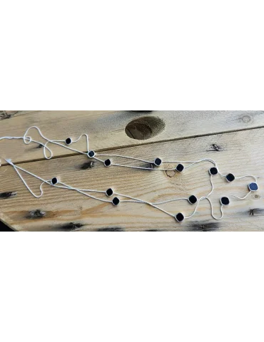 Damen Modeschmuck Kette Halskette lang silberfarben matt Kunststoff Metall