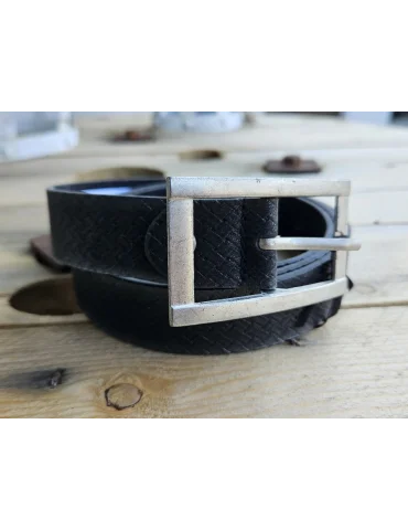 Damen Gürtel grau silberfarben Muster Echtes Leder Kunststoff kürzbar 105 cm