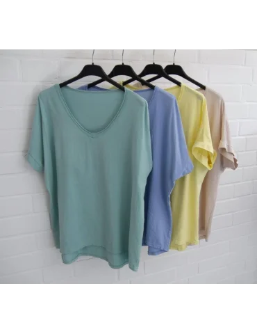 Damen Basic Shirt kurzarm gelb uni Ärmelband...