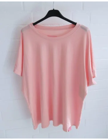 Lachsfarbenes Basic T-Shirt Damen locker geschnitten kurzarm
