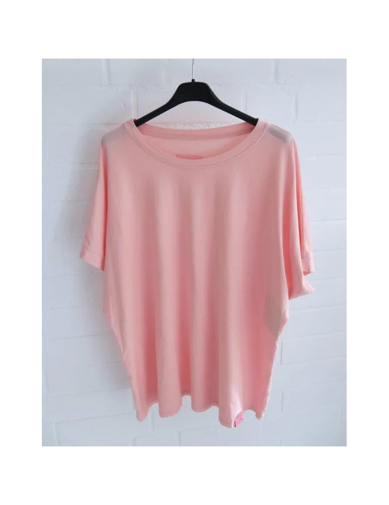 Lachsfarbenes Basic T-Shirt Damen locker geschnitten kurzarm