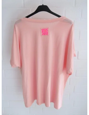 Rückansicht Lachsfarbenes Basic T-Shirt Damen locker geschnitten kurzarm