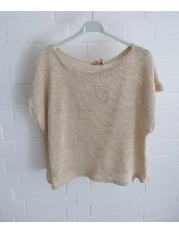 Ärmelloser Strick Pullover in beige mit Rundhals