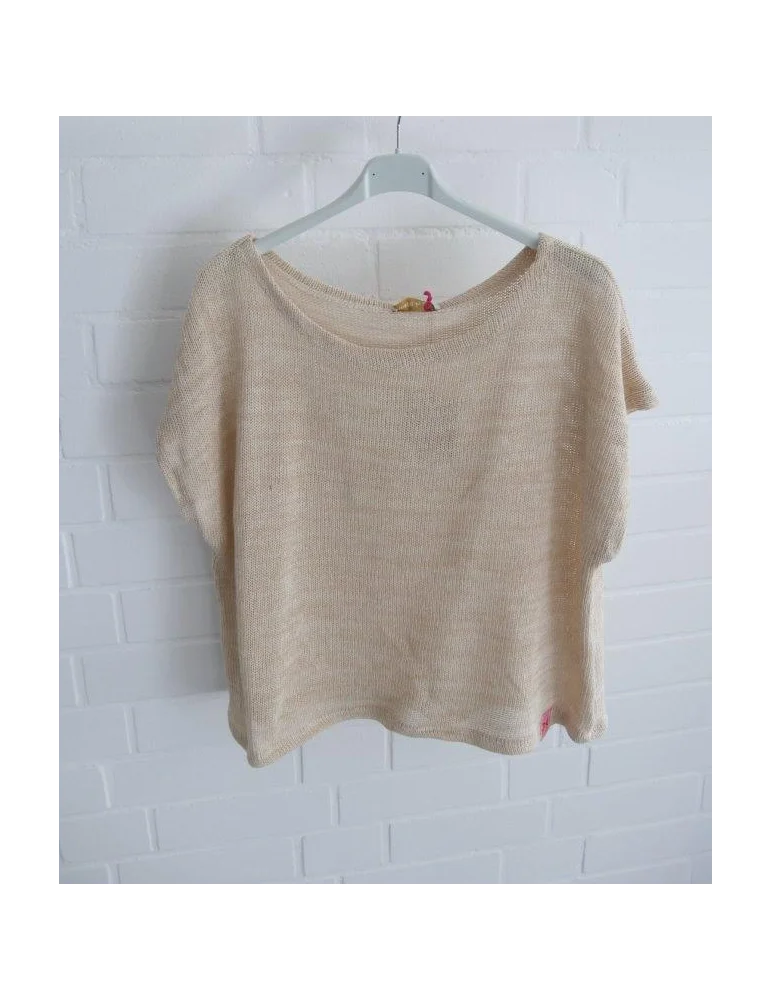 Ärmelloser Strick Pullover in beige mit Rundhals
