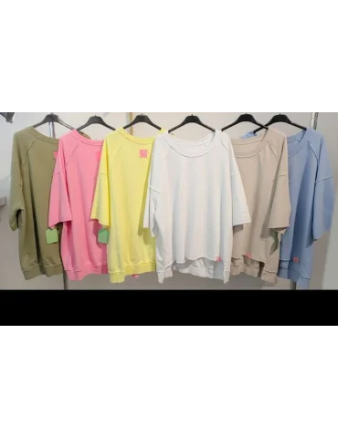 Oversized Sweatshirt Beige kurzarm mit Raw Edges | Jetzt shoppen