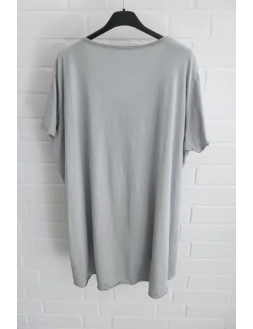 Damen Shirt A-Form kurzarm hellgrau V-Ausschnitt Baumwolle Onesize 38 - 46 6561 KA