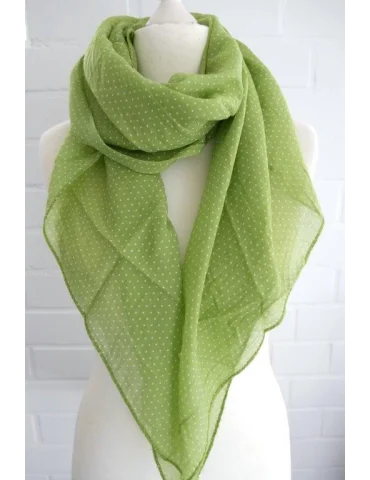 Schal Tuch Loop Made in Italy Seide Baumwolle pistazie weiß Mini Punkte S 24