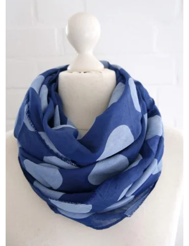 Schal Tuch Loop Seide Baumwolle royalblau weiß...