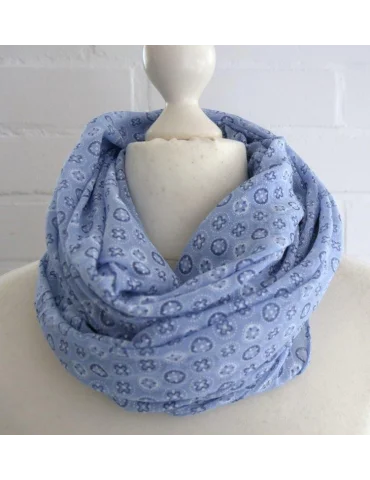 Schal Tuch Loop Seide Baumwolle hellblau blau...