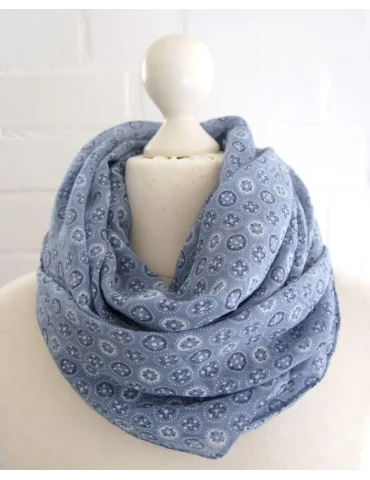 Schal Tuch Loop Seide Baumwolle jeansblau blau...