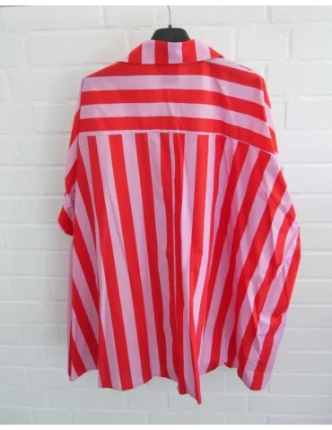 Ärmellose Oversize Damen Bluse rot rose...