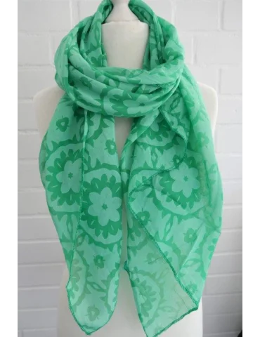 Schal Tuch Loop Made in Italy Seide Baumwolle grasgrün Muster S 286