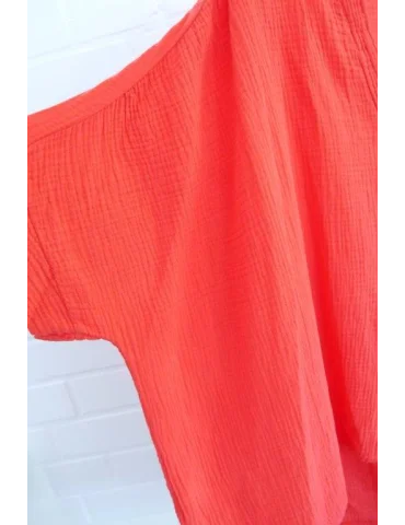 Damen Oversize Musselin Bluse ärmellos rot red...