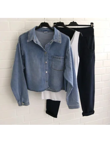 ORMI Jeanshemd Jeans Jacke Blue Denim mit...