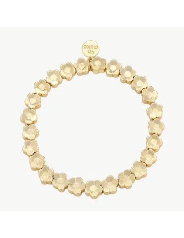 Goldfarbenes Armband mit aufgereihten Blütenperlen