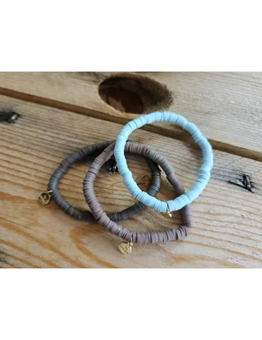 Damen Armband Elastisch hellblau-mint uni Gummi...