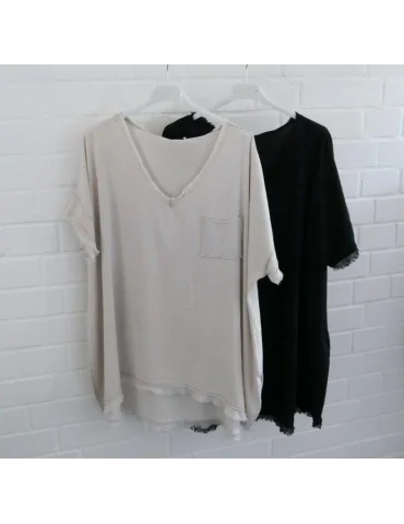 V-Neck Shirt Schwarz – Lässiger Used-Look | stiltrend