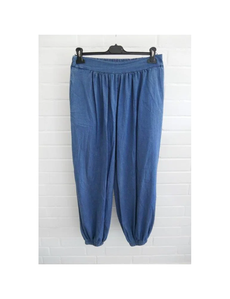 Blaue Pumphose aus leichtem Jeansstoff mit Gummizug