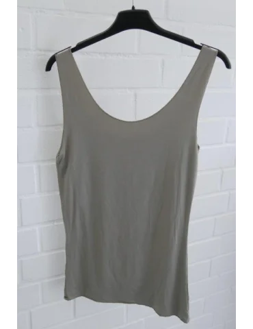 Rückansicht Nahtloses Damen Tanktop in Schlamm mit Rundhalsausschnitt auf einem Kleiderbügel