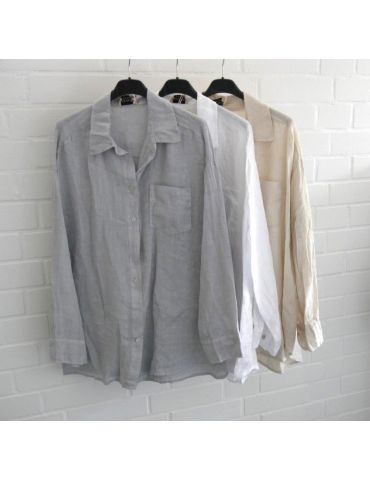 ESViViD Oversize Damen Bluse 100% Leinen...