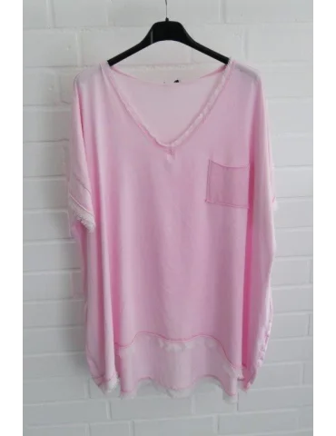Rose Damen Shirt mit Fransen und Brusttasche