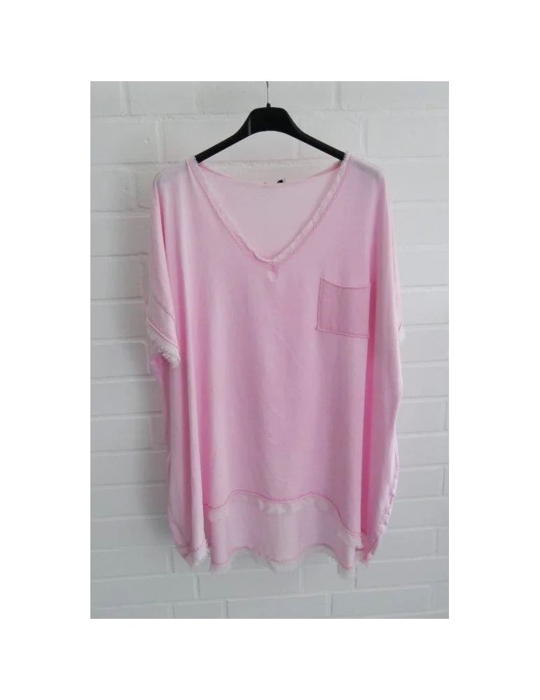 Rose Damen Shirt mit Fransen und Brusttasche