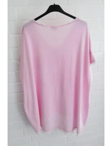 Rückansicht Rose Damen Shirt mit Fransen und Brusttasche
