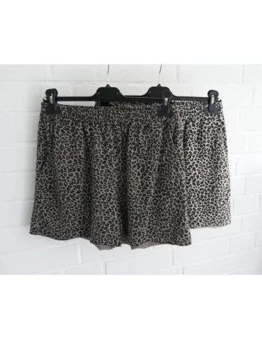 Damen Jersey Shorts Kurze Hose beige schwarz...