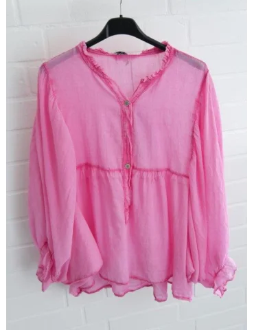 Transparente pinke Bluse mit 3/4 Fledermausärmel