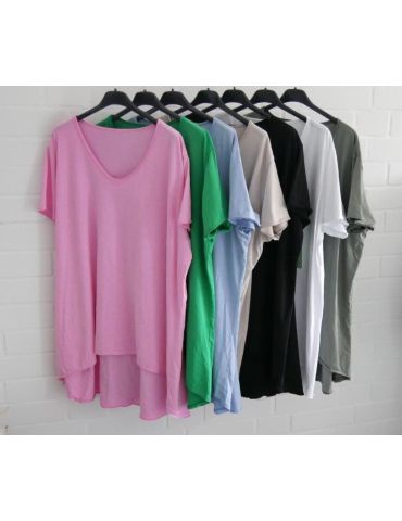 Damen Shirt A-Form kurzarm lachs V-Ausschnitt Baumwolle Onesize 38 - 46 6561 KA