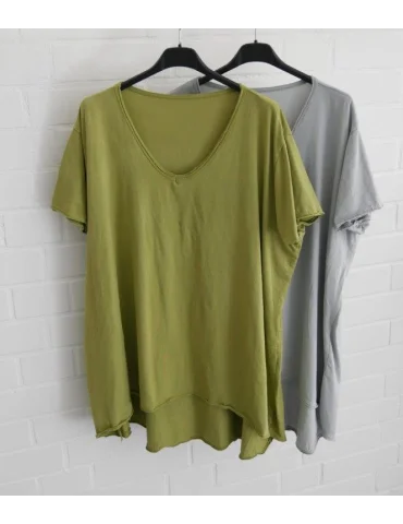 Damen Shirt A-Form kurzarm lachs V-Ausschnitt...