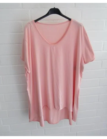 Lachsfarbenes V-Ausschnitt Shirt für Damen und Oversize Schnitt