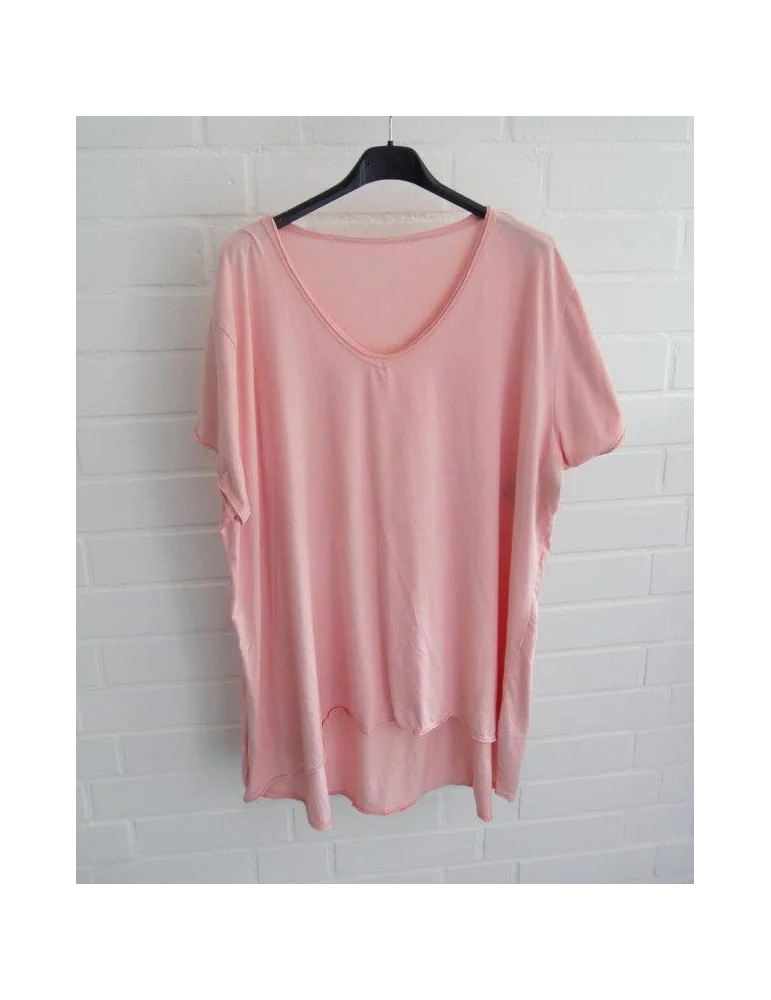 Lachsfarbenes V-Ausschnitt Shirt für Damen und Oversize Schnitt