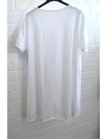 Damen Shirt A-Form kurzarm weiß white Baumwolle Onesize ca. 38 - 46 6036