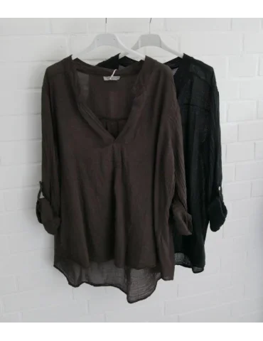 Leichte Damen Bluse langarm durchsichtig braun...