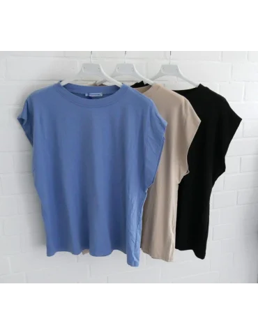 Damen Shirt ärmellos jeansblau uni Baumwolle...