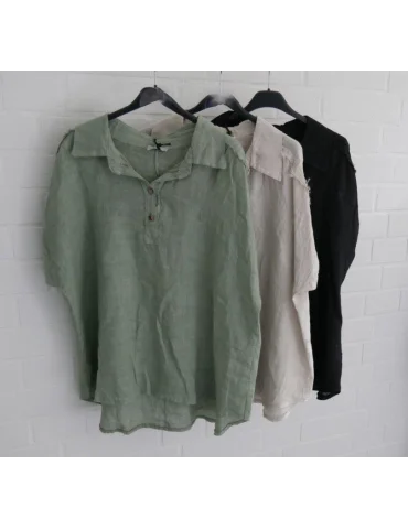 Xuna Damen Bluse Shirt ärmellos Polokragen oliv...