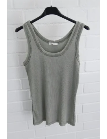 Olives Damen Ripp-Tanktop mit Vintage-Waschung auf schwarzem Kleiderbügel