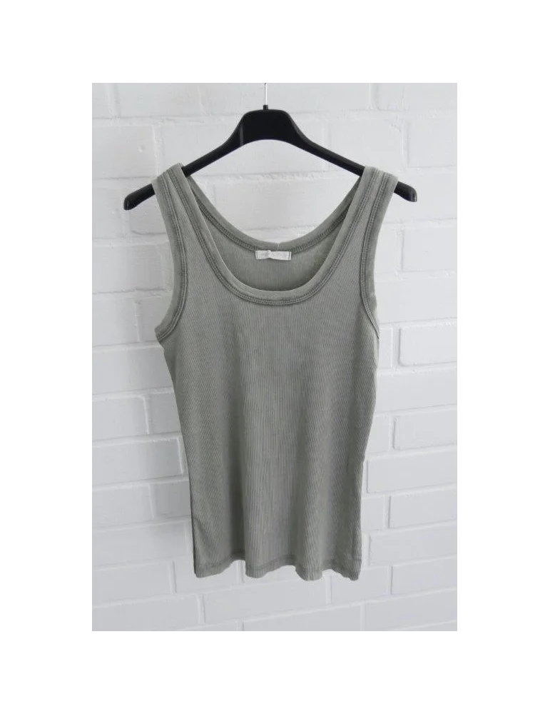 Olives Damen Ripp-Tanktop mit Vintage-Waschung auf schwarzem Kleiderbügel