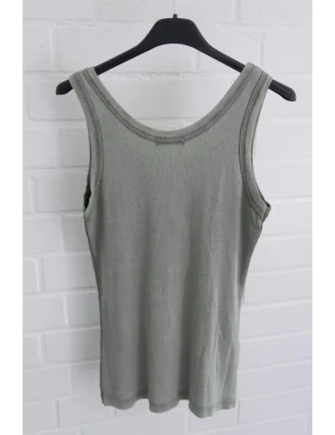 Rückansicht Olives Damen Ripp-Tanktop mit Vintage-Waschung auf schwarzem Kleiderbügel