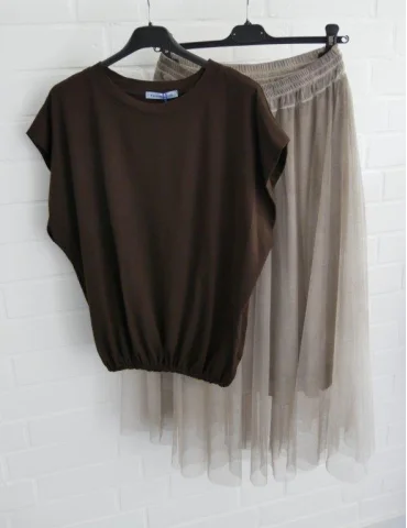 Xuna Damen Tüll Rock dunkelbeige Onesize ca. 38...