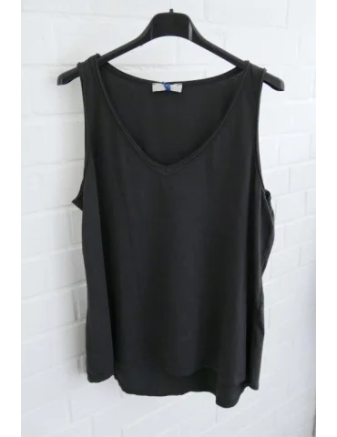Damen Basic Tops mit V-Ausschnitt in anthrazizt auf Kleiderbügeln