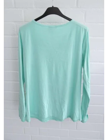 Mintgrünes Henley Shirt V-Ausschnitt – stiltrend